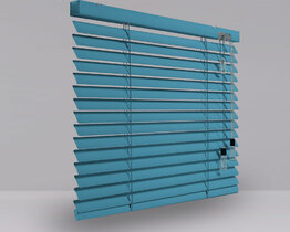 Light blue aluminum blinds